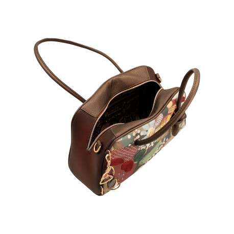 Sac à main multicolore pourvu d'une bandoulière amovible et de deux anses rondes - Image 2