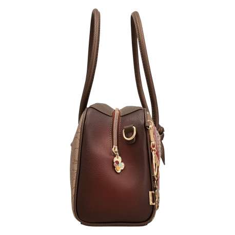 Sac à main multicolore pourvu d'une bandoulière amovible et de deux anses rondes - Image 3