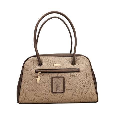 Sac à main multicolore pourvu d'une bandoulière amovible et de deux anses rondes - Image 4