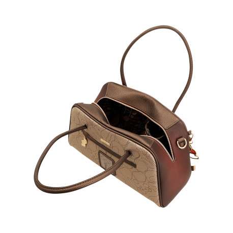 Sac à main multicolore pourvu d'une bandoulière amovible et de deux anses rondes - Image 5