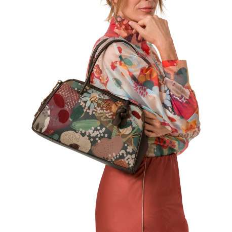 Sac à main multicolore pourvu d'une bandoulière amovible et de deux anses rondes - Image 6