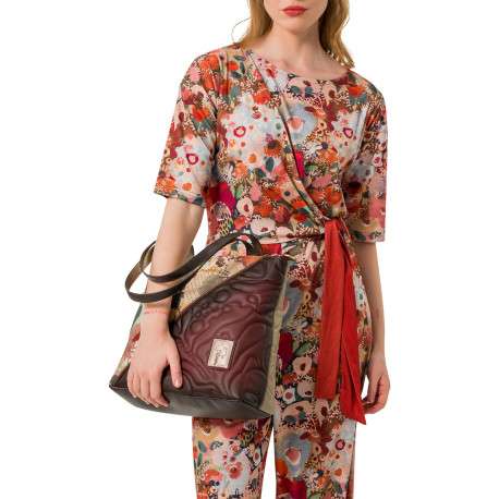 Sac à main porté épaule marron et beige pourvu d'une bandoulière amovible - Image 6