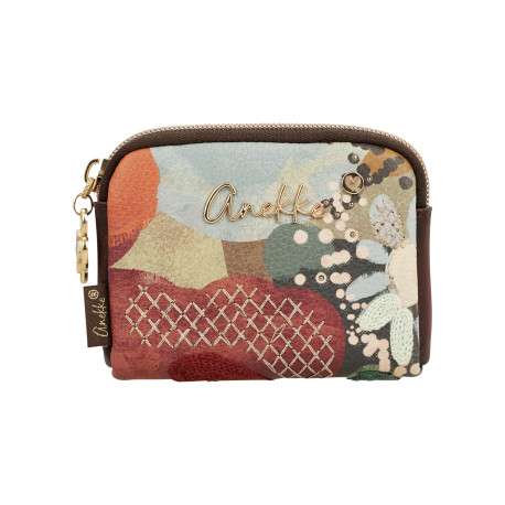 Porte-monnaie multicolore à motifs pourvu d'une fermeture zippée