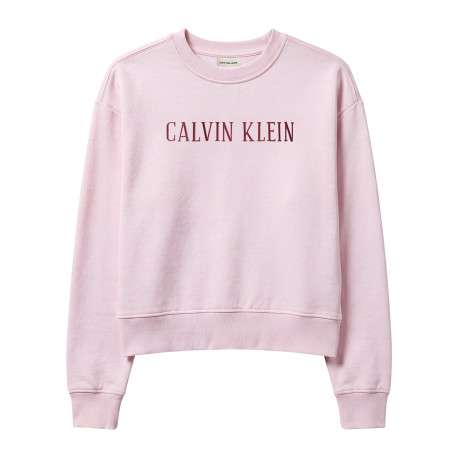 Sweat à col rond rose pâle en coton orné d'un imprimé logotypé à coupe droite