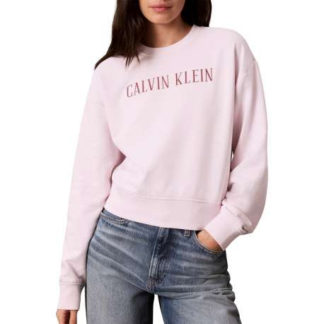 Sweat à col rond rose pâle en coton orné d'un imprimé logotypé à coupe droite - Image 3
