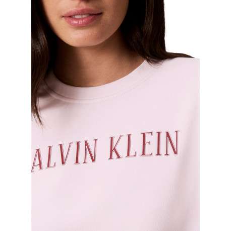 Sweat à col rond rose pâle en coton orné d'un imprimé logotypé à coupe droite - Image 6