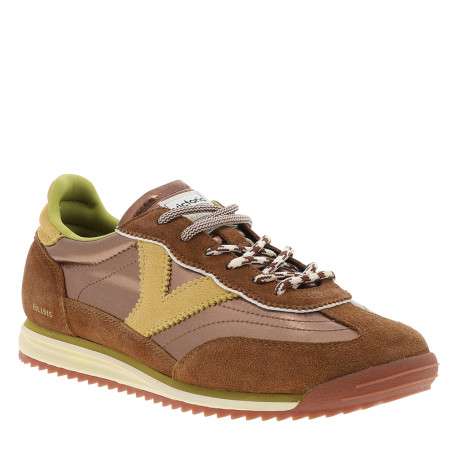 Baskets running femme marron brillantes à double laçage et bout renforcé - Image 2