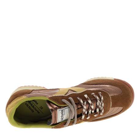 Baskets running femme marron brillantes à double laçage et bout renforcé - Image 5