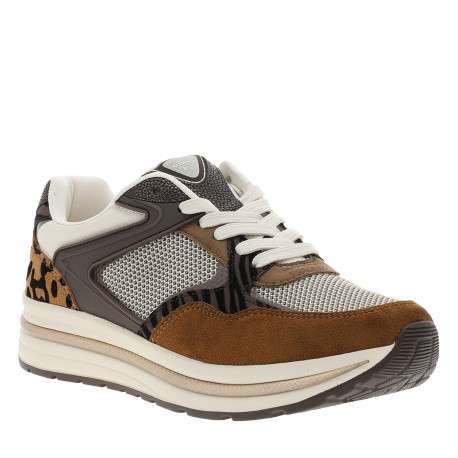 Baskets running léopard avec un talon plateau et des lacets blancs - Image 2