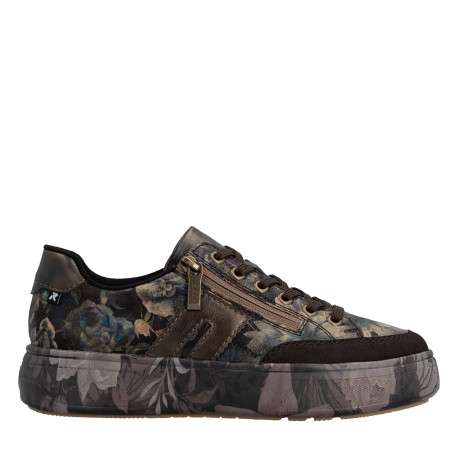 Sneakers multicolores à talon plateau pourvues de lacets et d'un zip