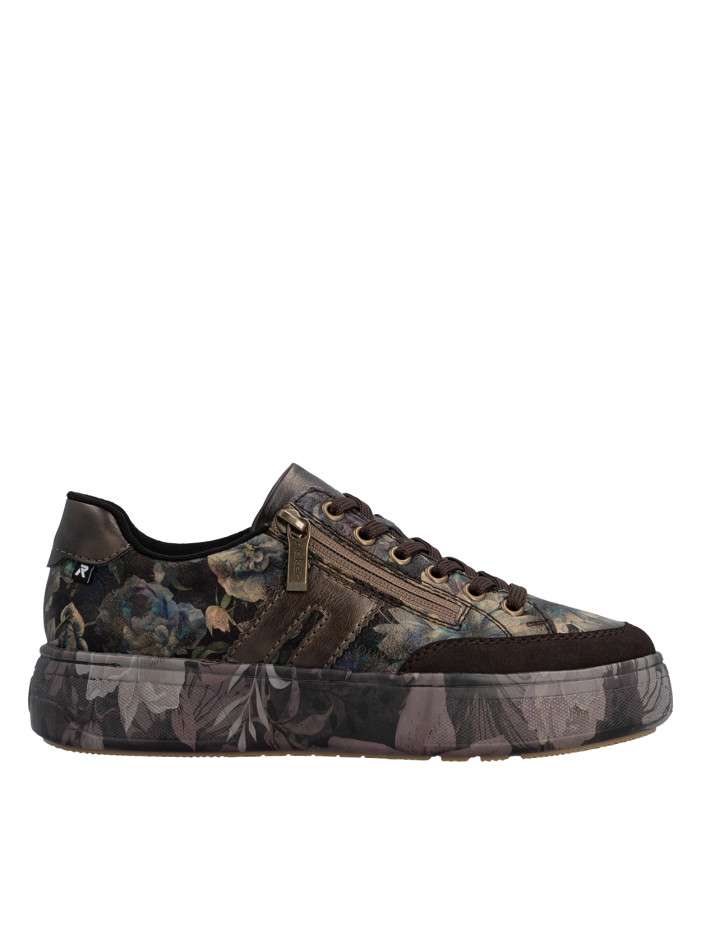 Sneakers multicolores à talon plateau pourvues de lacets et d'un zip
