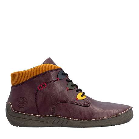 Sneakers violettes à talon plat pourvues de lacets et d'un zip latéral