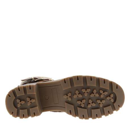 Bottines cognac à talon décroché moyen avec une boucle dorée sur la tige - Image 6