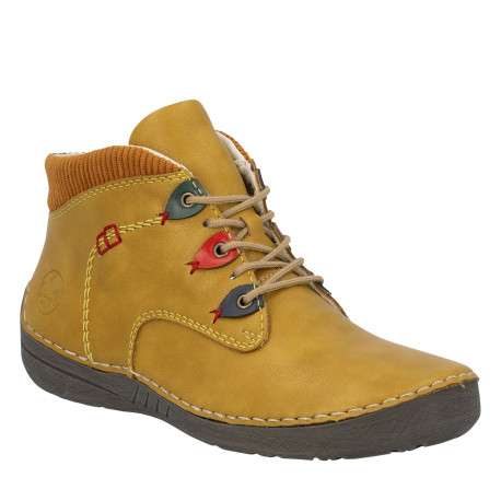 Sneakers jaunes à talon plat pourvues de lacets et d'un zip latéral - Image 2