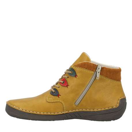 Sneakers jaunes à talon plat pourvues de lacets et d'un zip latéral - Image 3