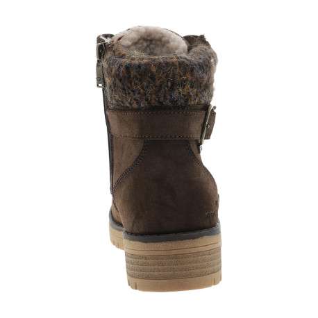Bottines brunes en tissu et cuir à fermeture par zip et lacets ronds - Image 4