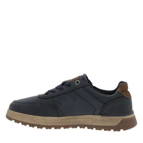 Sneakers bleu marine à talon plat pourvues de lacets et d'un zip latéral - Image 3