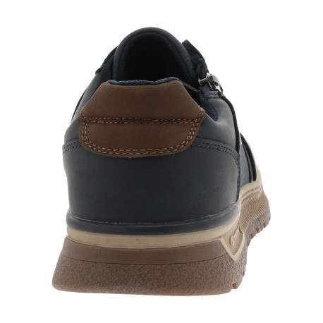 Sneakers bleu marine à talon plat pourvues de lacets et d'un zip latéral - Image 4