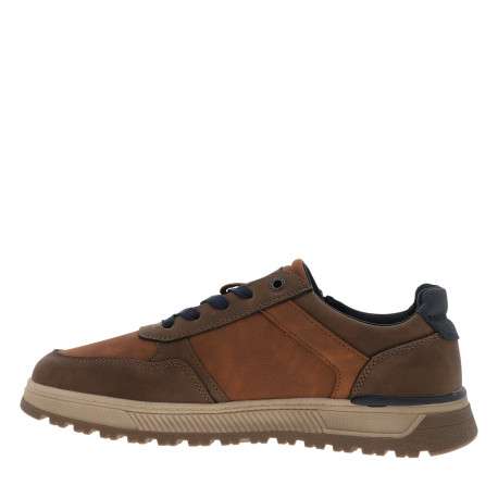 Sneakers cognac à talon plat avec des lacets et un zip latéral - Image 3