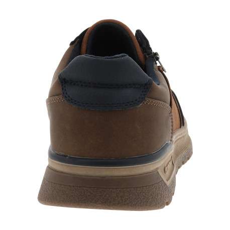 Sneakers cognac à talon plat avec des lacets et un zip latéral - Image 4