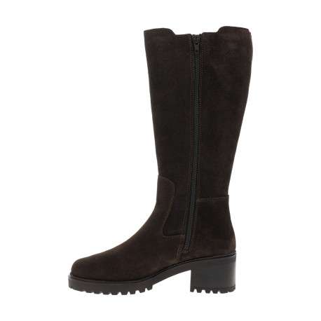 Bottes en cuir chocolat à talon décroché moyen muni d'un zip - Image 3