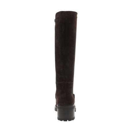 Bottes en cuir chocolat à talon décroché moyen muni d'un zip - Image 4
