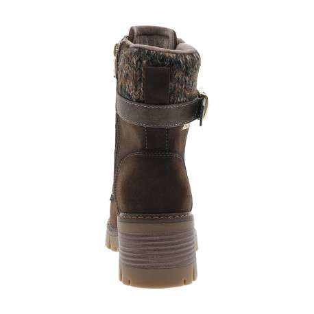 Bottines brunes à talon décroché moyen avec une boucle dorée sur la tige - Image 4