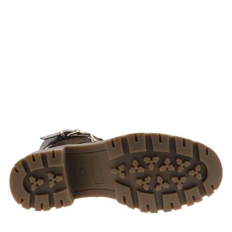 Bottines brunes à talon décroché moyen avec une boucle dorée sur la tige - Image 6