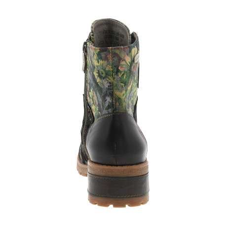 Bottines en cuir vertes à talon décroché bas pourvues d'un zip latéral - Image 4