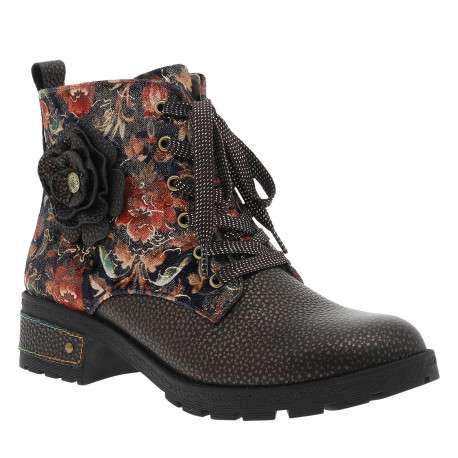 Bottines en cuir multicolores à talon décroché moyen pourvues d'un zip latéral - Image 2