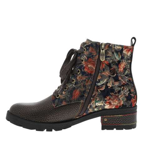 Bottines en cuir multicolores à talon décroché moyen pourvues d'un zip latéral - Image 3