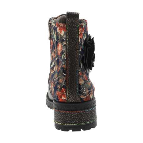 Bottines en cuir multicolores à talon décroché moyen pourvues d'un zip latéral - Image 4