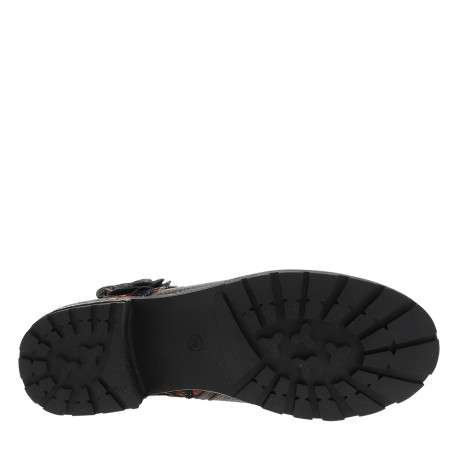 Bottines en cuir multicolores à talon décroché moyen pourvues d'un zip latéral - Image 6