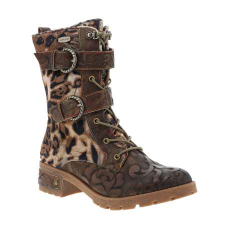 Bottines en cuir léopard à talon décroché moyen pourvues d'un zip latéral - Image 2