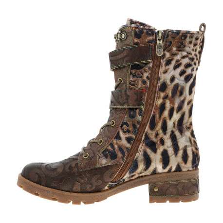 Bottines en cuir léopard à talon décroché moyen pourvues d'un zip latéral - Image 3