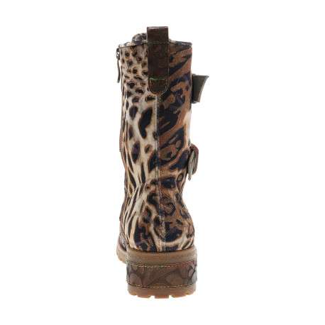 Bottines en cuir léopard à talon décroché moyen pourvues d'un zip latéral - Image 4