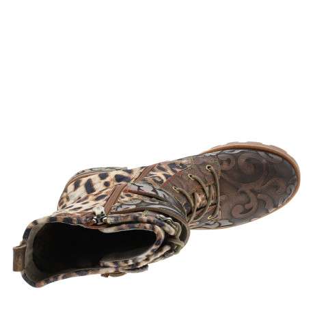 Bottines en cuir léopard à talon décroché moyen pourvues d'un zip latéral - Image 5
