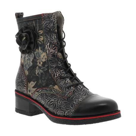 Bottines en cuir noires à talon décroché moyen pourvues d'un zip latéral - Image 2