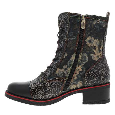 Bottines en cuir noires à talon décroché moyen pourvues d'un zip latéral - Image 3