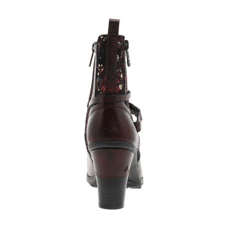 Bottines bordeaux à talon décroché haut pourvues d'une fermeture zippée latérale - Image 4