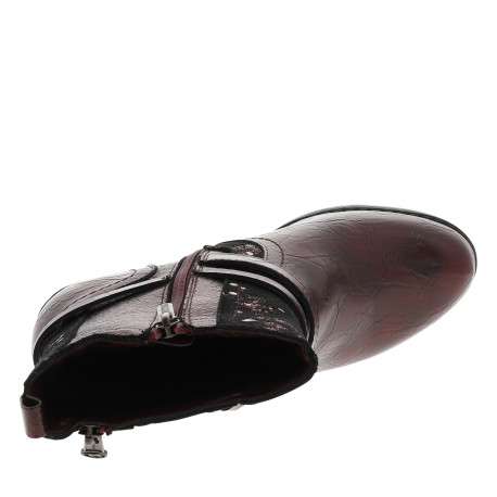 Bottines bordeaux à talon décroché haut pourvues d'une fermeture zippée latérale - Image 5