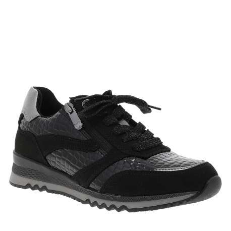 Baskets running noir vernies à talon plat dotées de lacets et d'un zip latéral - Image 2