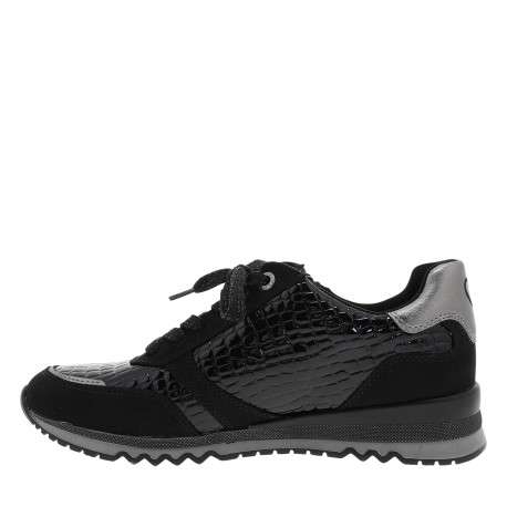 Baskets running noir vernies à talon plat dotées de lacets et d'un zip latéral - Image 3