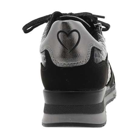 Baskets running noir vernies à talon plat dotées de lacets et d'un zip latéral - Image 4