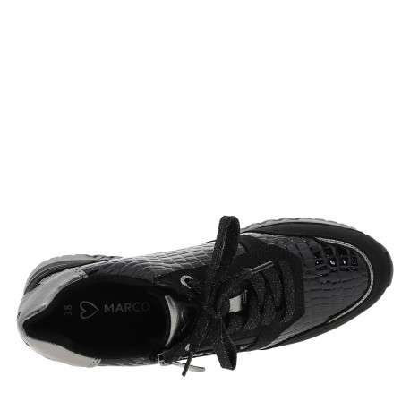 Baskets running noir vernies à talon plat dotées de lacets et d'un zip latéral - Image 5