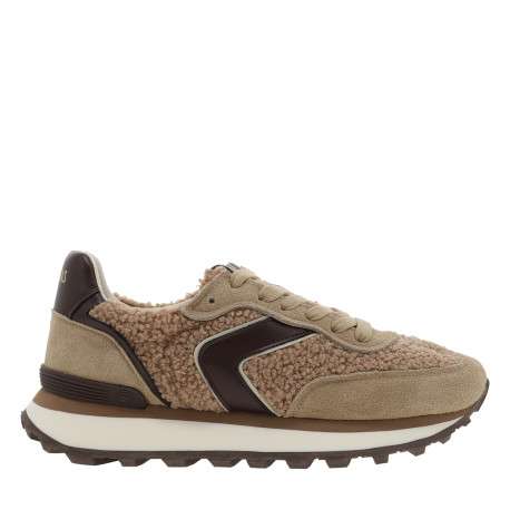 Baskets running Clodette Nairobi/Serraje en cuir camel à talon plat