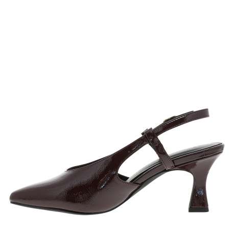 Escarpins bordeaux avec l'arrière ouvert et le talon à décroché moyen - Image 3