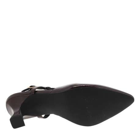 Escarpins bordeaux avec l'arrière ouvert et le talon à décroché moyen - Image 6