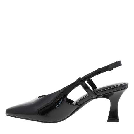 Escarpins noirs vernis avec l'arrière ouvert surmontés d'une boucle - Image 3