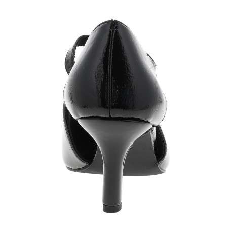 Escarpins noirs vernis à talon décroché moyen dotés d'une boucle - Image 4